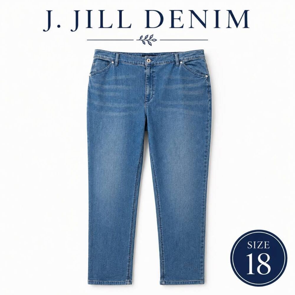 J Jill Denim Tried & True Fit Straight Leg Jeans Womens Size 18 Stretch Blue